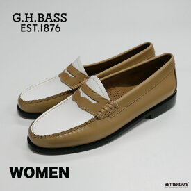 ローファー レディース コインローファー BA41011A BEIGE W WHITE LEATHER SOLE ジーエイチバス G.H.BASS 【国内正規品】