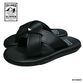 【1000円OFFクーポン配布中3月スーパーセール】クロスサンダル レディース メンズ アイランドスリッパ ATRAS BLACK SMOOTH LEATHER 25-29cm 【国内正規品】 ISLAND SLIPPER
