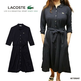 【1000円OFFクーポン配布中 4月お買い物マラソン】ワンピース ラコステ レディース LACOSTE ベルトデザインポロシャツドレス 無地・長袖 【国内正規品】