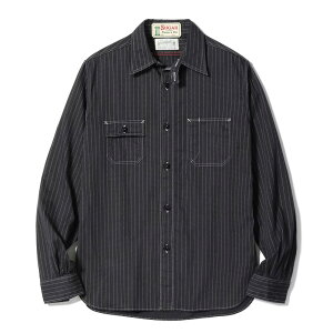 �V���c �����Y �V���K�[�P�[�� �t�B�N�V�������}���X �X�g���C�v SUGAR CANE Lot No. SC29585 FICTION ROMANCE 8.5oz. BLACK WABASH STRIPE WORK SHIRT
