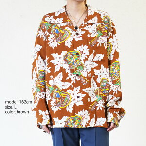 �A���n�V���c �����Y �T���T�[�t ���� RAYON HAWAIIAN SHIRT UKULELE MELODY LONG SLEEVE SUN SURF