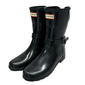 HUNTER �n���^�[ WFS2008RGL REFINED ADJ SHT W/ANKLE STRAP GLOSS �X�g���b�v�u�[�c UK6 �u���b�N 15358