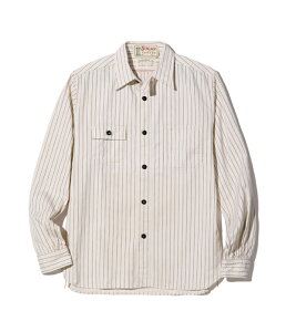 [NVc Y VK[P[ SUGAR CANE Lot No. SC27076 / FICTION ROMANCE 8.5oz. WHITE WABASH STRIPE WORK SHIRT (LONG SLEEVE) 1ȓɃr[Ď500~OFFN[|zz