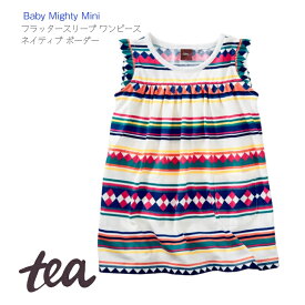 ラスト1点【Tea Collection フラッタースリーブワンピース ネイティブボーダー】ティーコレクションBaby Mighty Mini 12-18M 85cm ◆ワンピース 子供 1歳 2歳 子供服 インポート ブランドノースリーブ