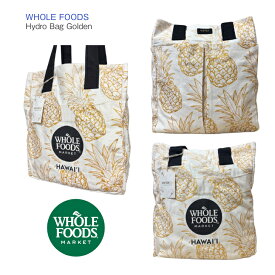 【WHOLE FOODS エコバッグ ハイドロ バッグ ゴールデン】Hydro Bag Golden ハワイ限定 タグアロハ タテ約35×ヨコ32×マチ15cm 手提げ66cm ◆ ホールフーズマーケット Hawaii トートバック ショルダー レジ袋 買い物 オリジナル 海外 ママバッグ レッスンバッグ お土産