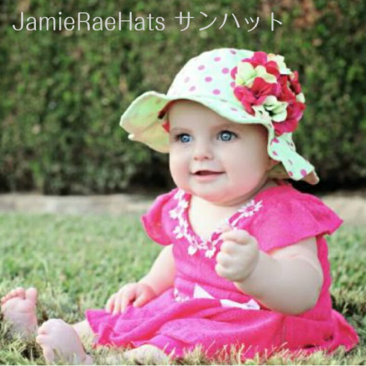 楽天市場 メール便可 Jamieraehats サンハット ライトアロエピンクドット グリーンラズベリーゼラニウム ジェイミーレイハット 女の子 キッズ 赤ちゃん ベビー 子供 帽子 日よけ 夏 海外 ブランド 運動会 遠足 1歳 2歳 3歳 Light Aloe Sun Hat With Green Raspberry