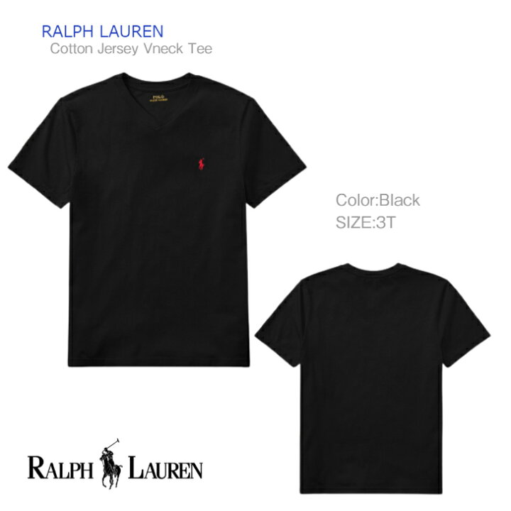 楽天市場】【POLO RALPH LAUREN Vネック Tシャツ 半袖 ブラック 3T