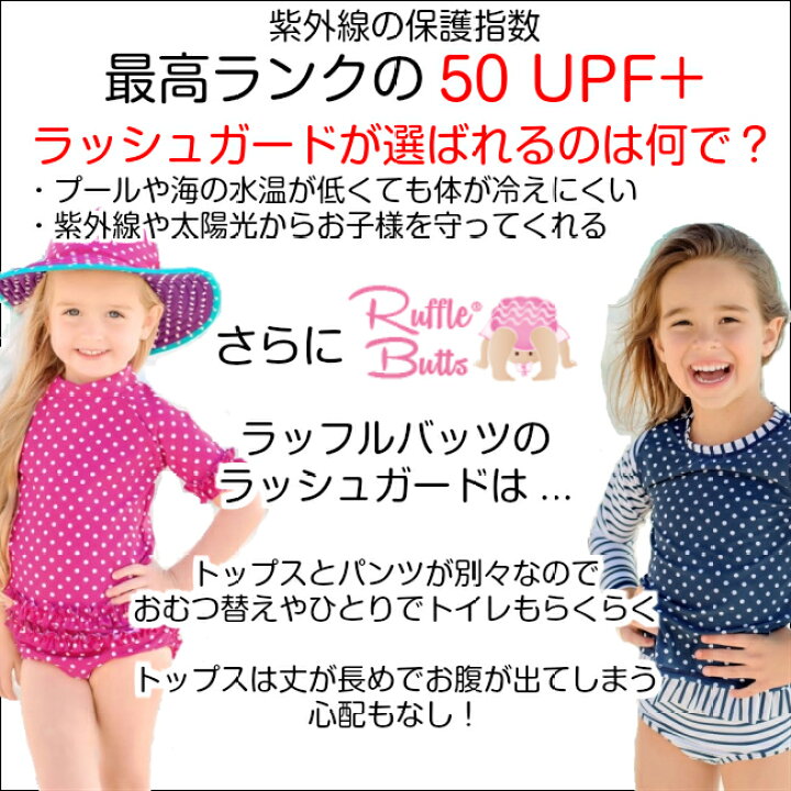 楽天市場 正規品 Ruffle Butts ドット ラッシュガード セパレート レッド アクア ベリー 子供 フリフリ 水玉 水着 子供 上下セット 女の子 1歳 2歳 3歳 4歳 かわいい おしゃれ ラッフルバッツ 赤 青 ブルー ピンク フリル プール 夏休み 夏