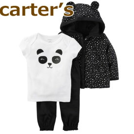 カーターズ 正規品 長袖パーカー+半袖Tシャツ+レギンスの3点セット☆モノトーンパンダ,女の子