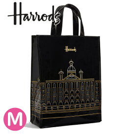 母の日 HARRODS ハロッズ 正規品 PVC 黒,トートバック Mサイズ Harrods Outline Shopper Bag,裏地付 卒業 入学/本州送料無料