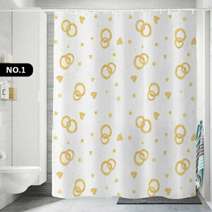 シャワーカーテン間仕切り幾何柄透けない北欧花柄防カビフック付きバスカーテンホワイトお風呂カーテンおしゃれカーテン通気バスルームバス用品シンプル撥水遮像浴室洗面所ユニットバ