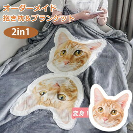 ペット オーダーメイド 抱き枕 【ミニキーホルダープレゼント特典】 オリジナル クッション 抱き枕をブランケットに変身 ペット メモリアルクッション 抱き枕 オーダー 両面写真 ネコ イヌ オーダークッション ペット 動物 猫 犬 記念品