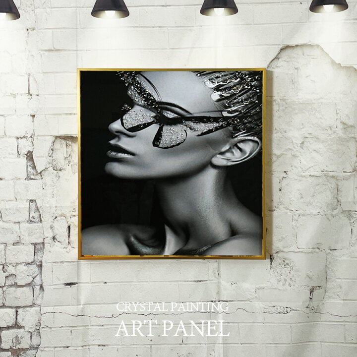 楽天市場 ポイント10倍5日限定 アートパネル モダン おしゃれ モノクロ 玄関 モノトーン 50 50 水晶絵 人物 女性 壁掛けパネル 絵 アート かっこいい 人物画 フレーム付き Bevadi