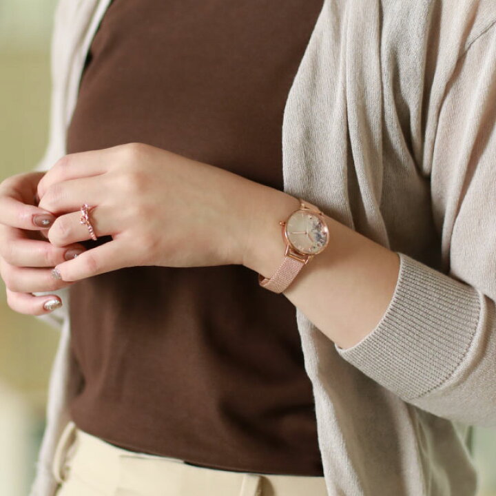 楽天市場 フリーアナウンサー 宇垣 美里さん着用 オリビアバートン 日本総代理店 公式ストア ウォーターカラーフローラル ローズゴールド メッシュ 腕時計 時計 レディース Olivia Burton 花柄 フラワー 記念日 プレゼント 新生活 贈り物 ギフト Beyondcool