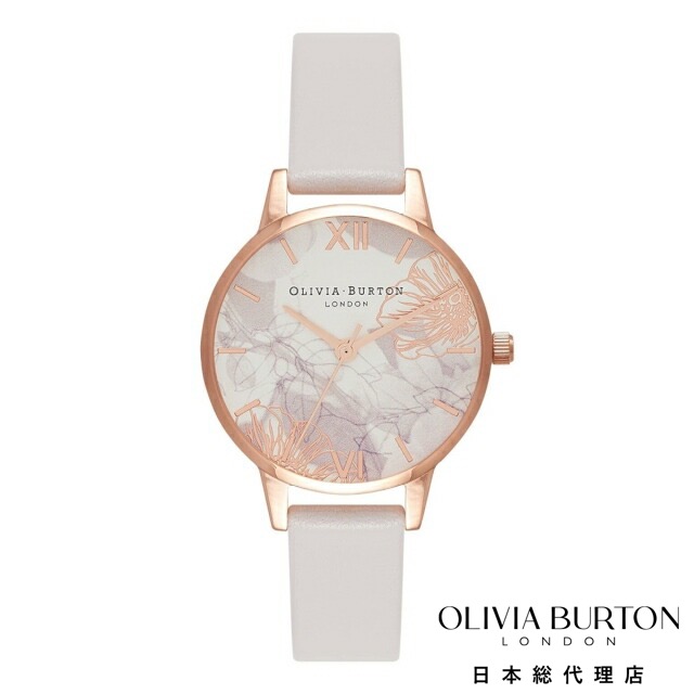 [公式] オリビアバートン 腕時計 レディース 時計 アナログ かわいい ブランド レザーベルト プレゼント 花 アブストラクトフローラルブラッシュ＆ローズゴールド