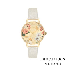 [公式] オリビアバートン 腕時計 レディース 時計 アナログ かわいい ブランド レザーベルト Olivia Burton - スパークルフローラルズ シマーパール＆ゴールド 花柄 20代 30代 母の日