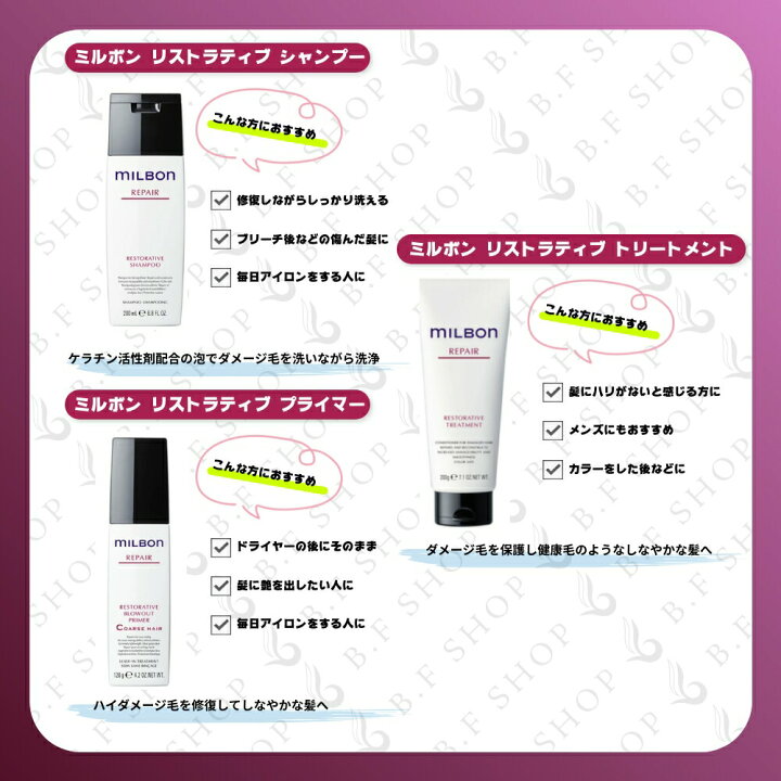 楽天市場】【セット品】ミルボン リストラティブ シャンプー 