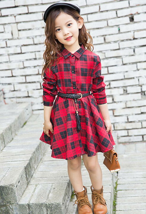 楽天市場 キッズ チェック柄 シャツ ワンピース シャツワンピ 千鳥格子 ミニ丈 ミニ ベルト付き おしゃれ 流行 バックプリント 長袖 グレンチェック こなれ感 110 1 130 140 150 160 綿 コットン 女の子 子ども 子供 こども Bf Select