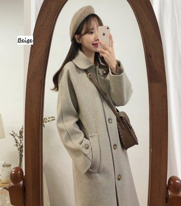 楽天市場 コート 冬服 レディース ロングコート 韓国スタイル ひざ丈 ステンカラーコート 丸襟コート 冬コート 厚手生地 清楚 上品 オフィスカジュアル ラグラン コート ベージュ コート 黒コート 秋冬 Bf Select