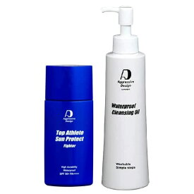 アグレッシブデザイン【セット】トップアスリート サンプロテクト ファイター 62g＆ウォータープルーフクレンジング200ml