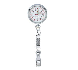 ナースウォッチ 懐中時計 心拍計 クリップ式 蓄光 手巻き 時計 シルバー 文字盤 白色