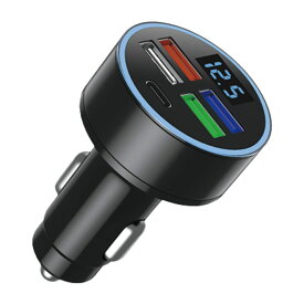 O＆Y 充電器 スマホ タブレット 充電 usb 急速 シガーソケット 車 カー用品 スマートフォン カーチャージャー 電圧計 OS008