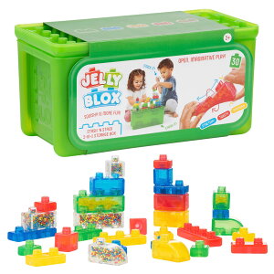 Jelly Blox Stash 'N Stack 2-in-1 ���[�P�[�X 30�u���b�N���� | �c��&�A�w�O�̐ςݖ� �q���͈�������L�΂�����ł��܂� | ���S�e�X�g�ς� & �ɂ��Ȃ�Ȃ� | �G�o ���o�V�ъߋ� �Ώ۔N��2�Έȏ�B