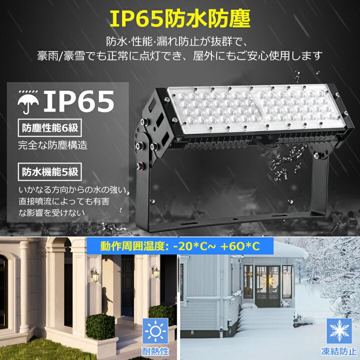 楽天市場】20台セット LED投光器 屋外 50W 10000ルーメン 500W相当 超 
