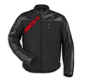 【DUCATI】《Ducati Logo C1 レザー＆ファブリックジャケット 9810898》ドゥカティアパレル 正規品 レザー ファブリック ジャケット 牛革 ポリエステル SPIDI ライディング プロテクター 50サイズ ブラック