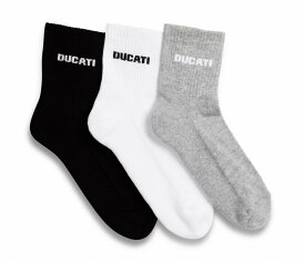 【DUCATI】《Ducati Fitness ソックス3足セット 98771065》ドゥカティアパレル 正規品 用品 ソックス 靴下 3足セット 35-38サイズ 22.5-24.5cm プレゼント ブラック ホワイト グレー