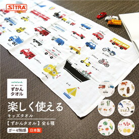 見て 拭いて 学ぶ 知育 タオル 「 ずかんタオル 」 ミニバスタオル プール キッズ カームランド 日本製 絵本 図鑑 代わりになる 赤ちゃん 子供 用 可愛い 乗物 動物 植物 果物 野菜 の名称学習やコミュニケーション に プレゼント に