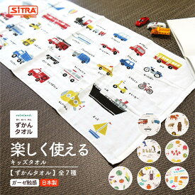 見て 拭いて 学ぶ 知育 タオル 「 ずかんタオル 」 ミニバスタオル プール キッズ カームランド 日本製 絵本 図鑑 代わりになる 赤ちゃん 子供 用 可愛い 乗物 動物 果物 野菜 虫 お菓子 の名称学習やコミュニケーション に プレゼント に