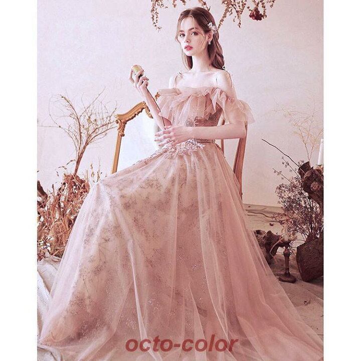 楽天市場】イブニングドレス ピンク キャミドレス ロングドレス オフ  