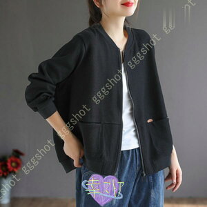 パーカー レディース ライドジャケット 長袖 ゆったり ジャンパー 冷房対策 薄手 スタジャン 夏 ジップアップ ジャケット ポケット付き カジュアル シンプル