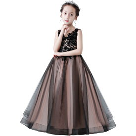 子供ドレス ピアノ発表会 ロング 結婚式 キッズ フォーマルドレス 子どもドレス ジュニアドレス 黒 ピンク 110 120 130 140 150 新品