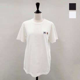 メゾンキツネ Tシャツ 半袖 人気 シンプル DOUBLE FOX HEAD Tシャツ レディース ブラック ホワイト BU00103KJ0008 MAISON KITSUNE