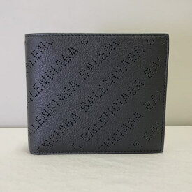 【楽天スーパーSALE 10％OFF】バレンシアガ BALENCIAGA 財布 小物 ロゴ カーフ製折り財布 ブラック メンズ 本革 ブランド 男性 シンプル おしゃれ 594549D6WZN