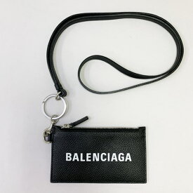 【楽天スーパーSALE 10％OFF】バレンシアガ BALENCIAGA CASH キャッシュ コインケース カードケース 財布 レザー メンズ ブラック ネック 首掛け キーリング 小物 5945481IZI3 1090