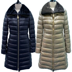 【楽天スーパーSALE 10％OFF】ヘルノ HERNO アウター Elisa ファー付きダウンコート レディース ブラック トープ ブランド ロング 黒 ダウンジャケット PI0650DIC12017