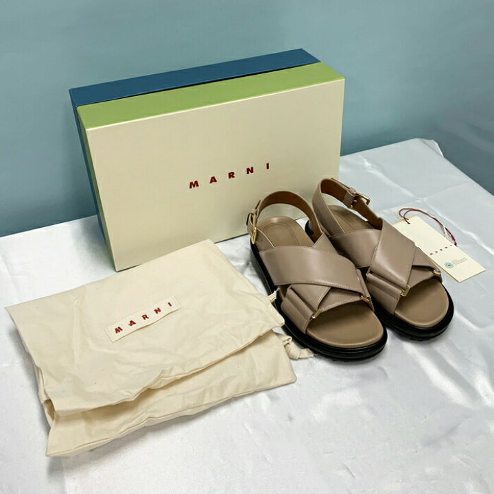 楽天市場】マルニ サンダル 人気 レザー製クリスクロスサンダル 