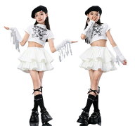 送料無料 キッズ ダンス衣装 スカート ショート丈スカート ダンス衣装 ヒップホップ 女の子 演出服 舞台…