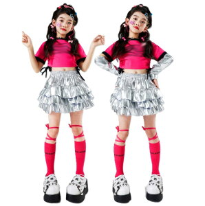 �������� �X�J�[�g �L�b�Y�_���X�ߑ� �`�A�_���X �K�[���Y �q�b�v�z�b�v �ߑ� �_���X�ߑ� �L�b�Y K-POP �؍��� 3�i�t���� �V���o�[ ����ߑ� �X�e�[�W �q���� 110/120/130/140/150/160/170cm