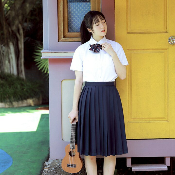 楽天市場 女子高生 Jk 制服 リボン付き3点セット レディース ギャル 制服 大きいサイズあり ファッション 学生服 コスプレ スクール セーター スクールセーター 白シャツ ネイビー 無地 プリーツスカート ギャル服 ブラッククイーン Jk制服 プリーツスカート Xs 5xl