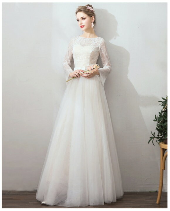 楽天市場 Diary Of Love 愛の日記 ウェディングドレス 結婚式 二次会ドレス 花嫁 スレンダードレス クラシカル レースの長袖 総レース ロングドレス 清楚なウェディングドレス ウェディングドレス 結婚式 二次会 披露宴 謝恩会 森ガール 旅行撮影ドレス 海外挙式 Xs