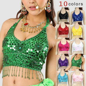 送料無料 ベリーダンス トップス衣装飾り付シフォントップス 金飾り ベリーダンス 衣装 トップス チョリ スパンコール 衣装 コスチューム ステージ衣装 ダンス衣装 belly dance アラビアン 発