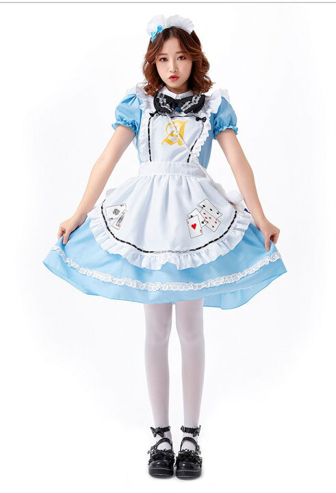 690円 種類豊富な品揃え ディズニー アリス風 メイド服 ハロウィン コスプレ 衣装 大人