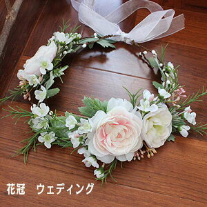 花冠 ヘッドドレス ホワイトデルフィニューム 造花 花かんむり ウェディング 髪飾り 花嫁 ウエディング ブライダル 結婚式 海外挙式 ハワイ婚 前撮り 花 花飾り 緑 グリーン 白 ホワイト カ