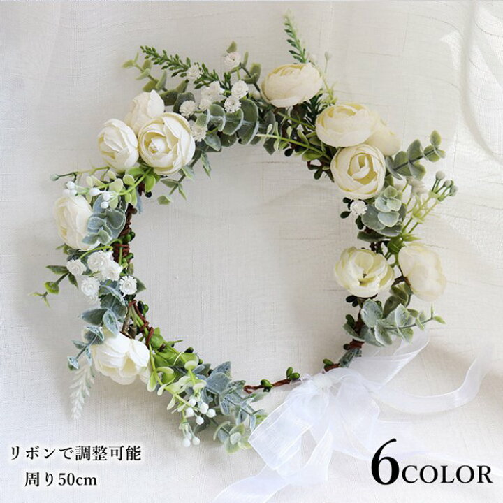 楽天市場 ヘッドドレス 花冠 ナチュラルフラワー 結婚式 ウェディング ブライダル 送料無料 結婚祝い 二次会 お色直し ポリエステル 椿プレゼント 贈り物 ウェディングリース おしゃれ かわいい パーティ コンクール コンサート フェス ブライズメイド ガーデン イベント