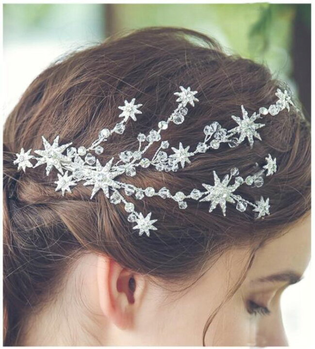 短納期 ヘッドドレス 【ウェディング】小枝アクセサリーヘッドドレス クリップ ヘアアクセサリー 星モチーフ 髪飾り ウェディング 結婚式 ブライダル ヘアクリップ ビジュー クリスタル フラワー お呼ばれ ヘアアクセ ヘッドアクセ 二次会 披露宴 前撮り 和装 ... ヘアピン 星 ウェディング ヘアアクセサリー ヘッドドレス シルバー