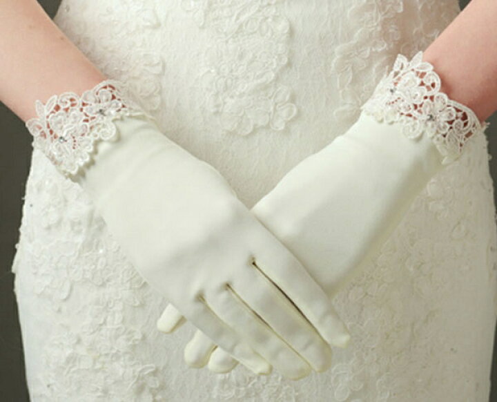 レディース手袋 ウエディング ホワイト 花柄 手袋 冠婚葬祭